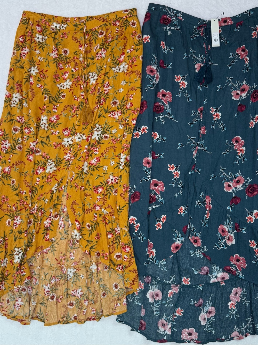 Francesca’s Boho Skirts Maxi Large Lot of 2 Long Ruffle Floral Women’s NEW